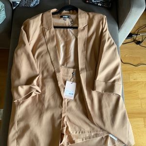 Camel Co Ord short and blazer set - Missguided